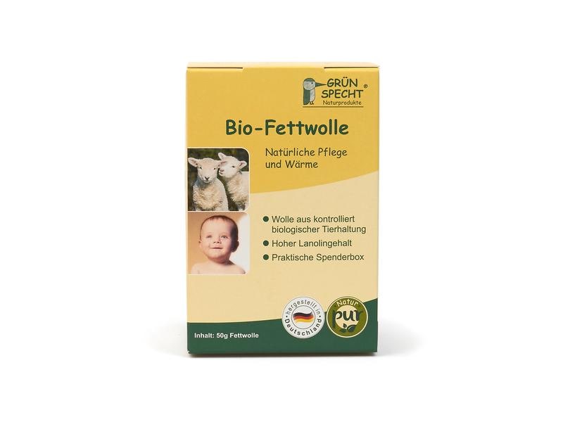 Grünspecht Fettwolle BIO 50 ml Bio-Fettwolle 50g