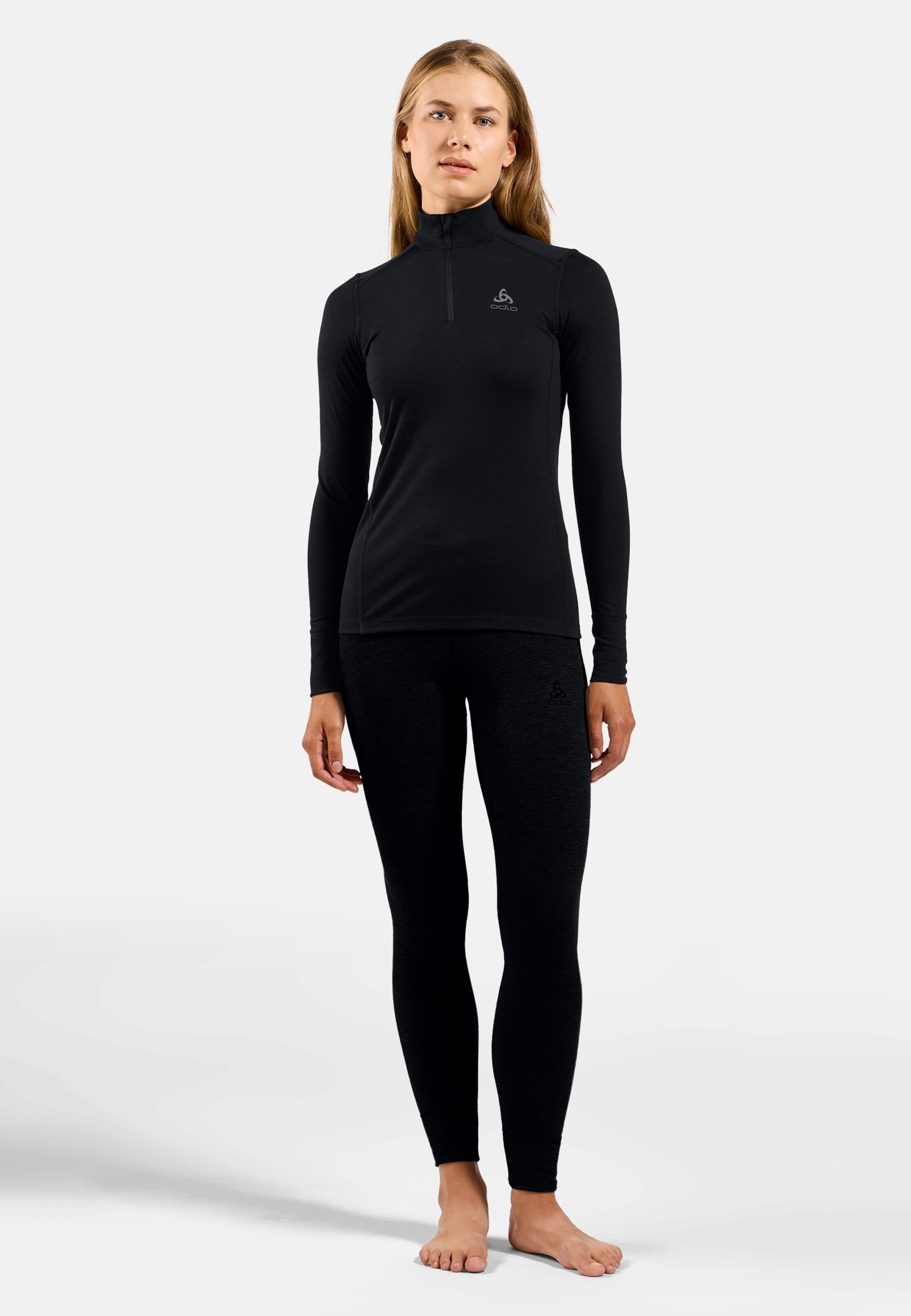 Natural Merino 200 Base Layer Half Zip in black