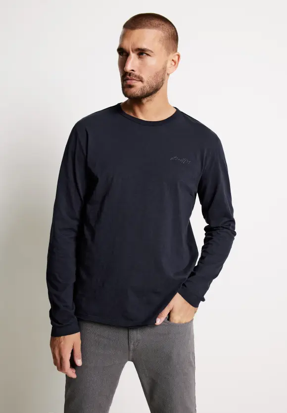 Slub Langarmshirt  - nightshadow blue
