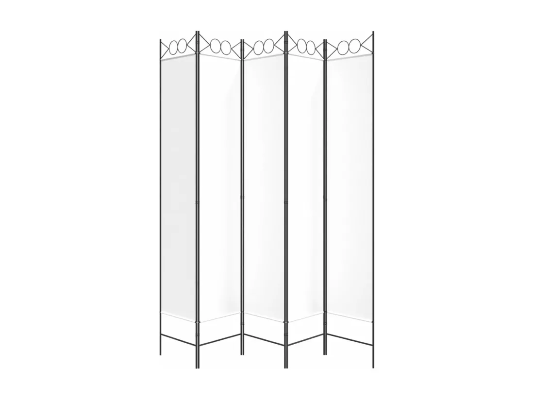 Cloison de séparation 5 panneaux Blanc 200x220 cm Tissu