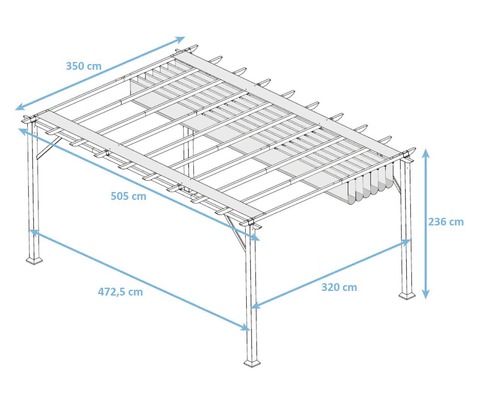 Aluminium pergola, paviljoen Florence 11x16 incl. verstelbare parasol 350 x 505 cm wit