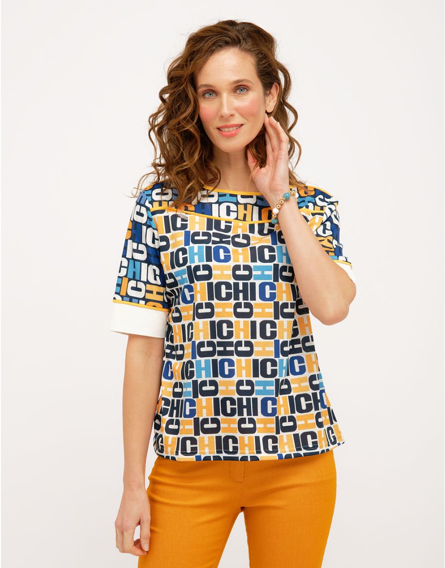 T-shirt chic bleu jaune