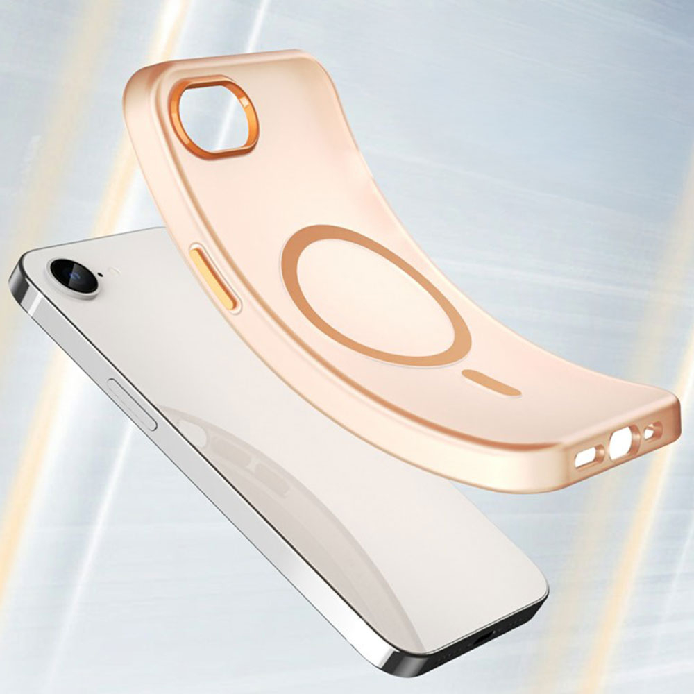iPhone 16e MagSafe Hybrid Hülle TPU Bumper Slim Design Matt - Orange / Transparent