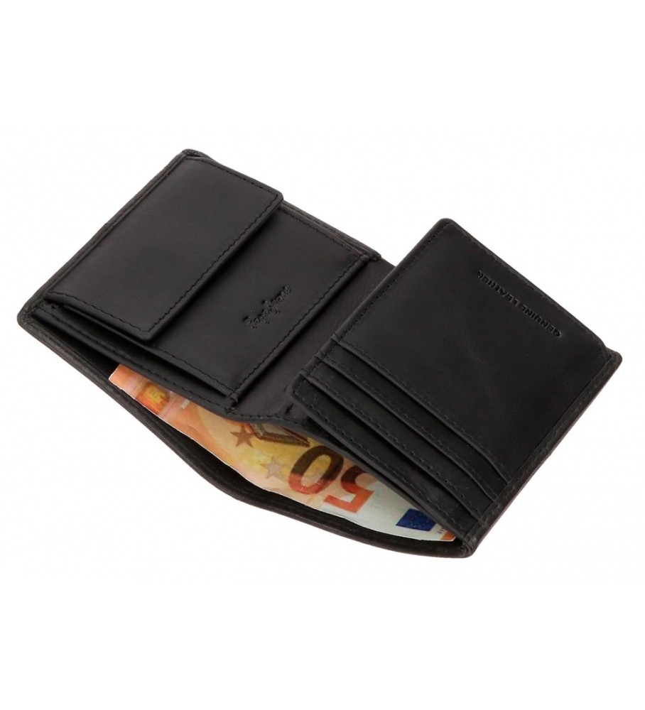 Carteira Pepe Jeans Vertical Cracker em couro preto