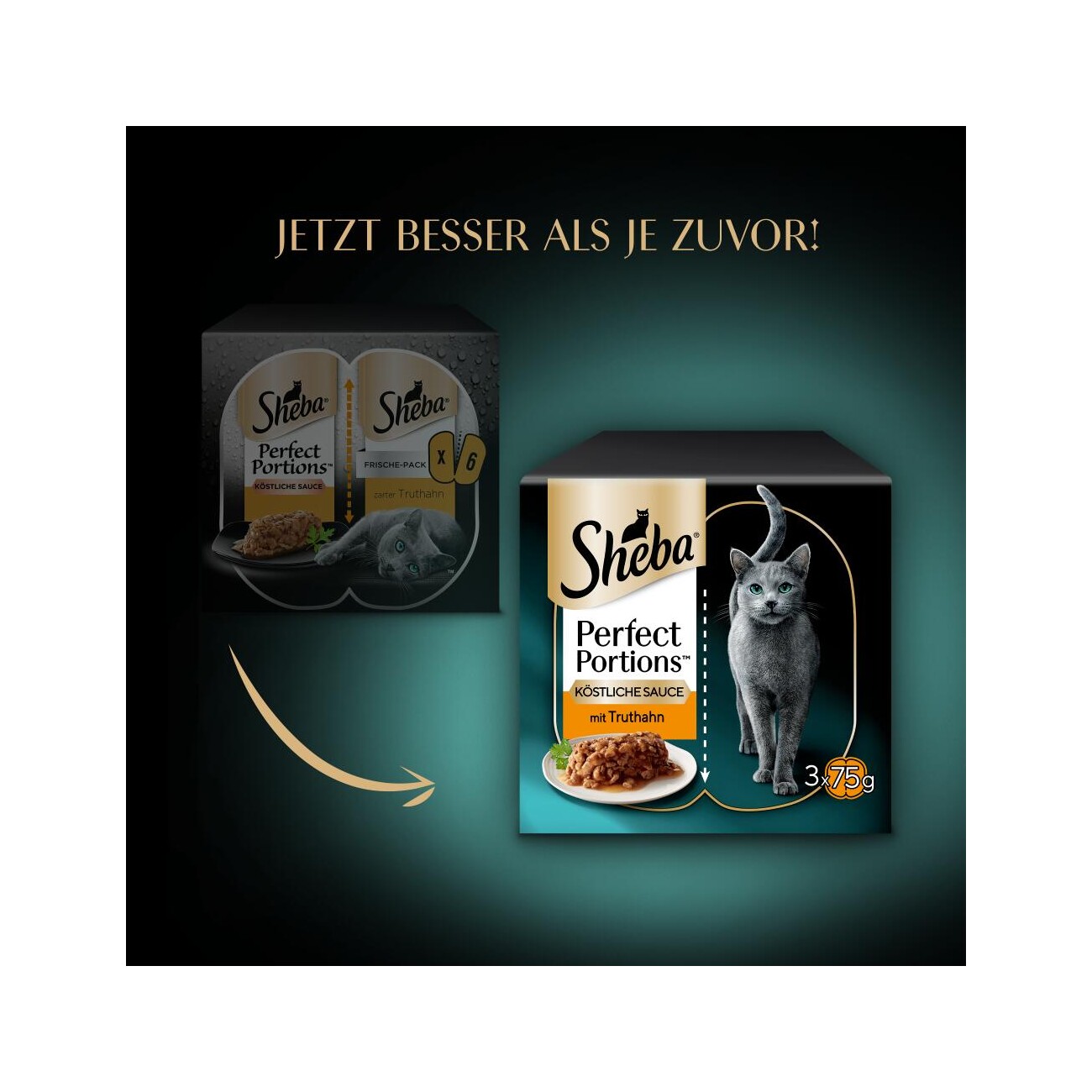 Sheba Perfect Portions Nassfutter Katze, Truthahn in Sauce 6x75 g Truthahn