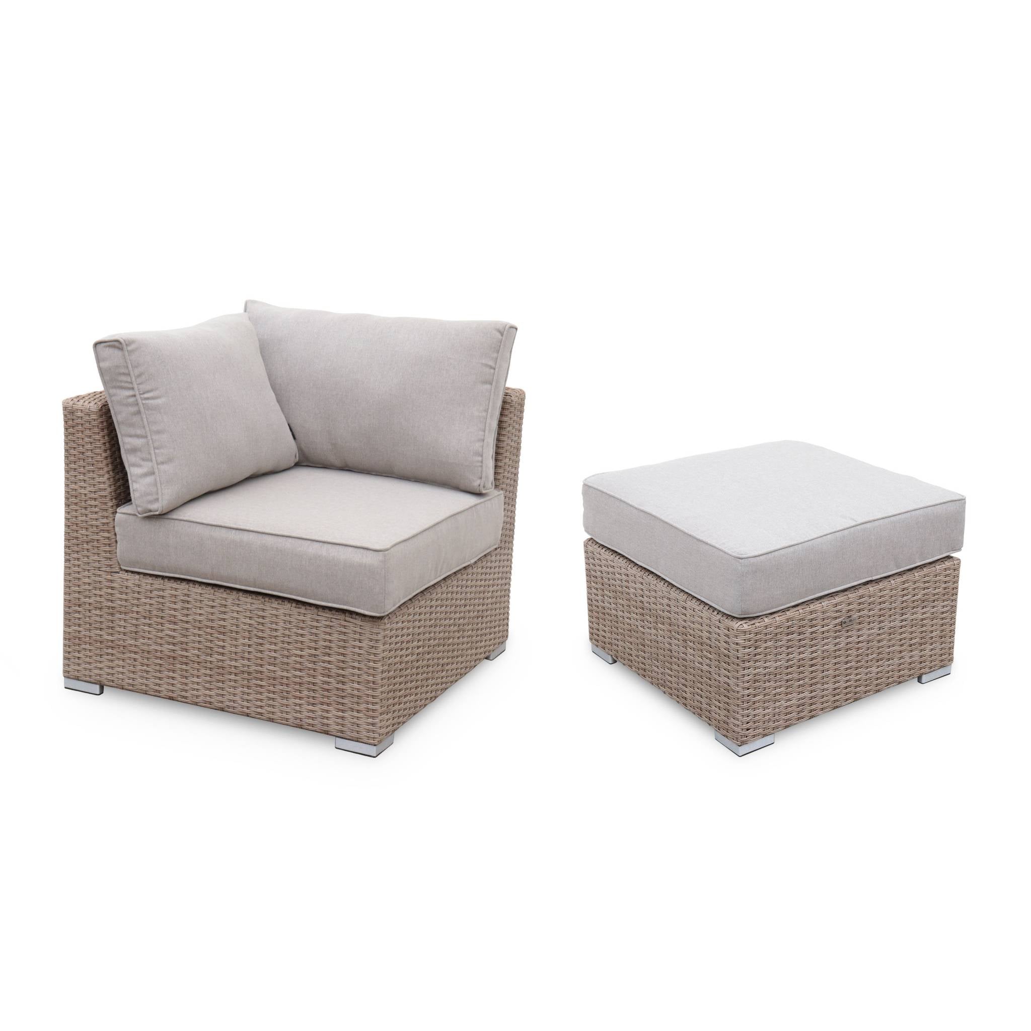 sweeek - Loungeset 5 plaatsen, rond wicker