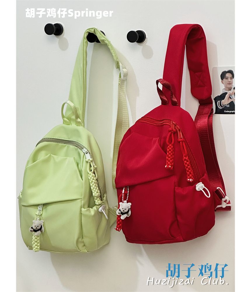 Anchara - Effen nylon schoudertas / bedel / set