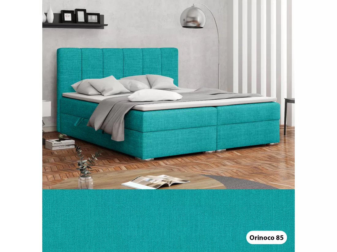 LIT BOXSPRING avec coffres Provo 180x200 cm, Orinoco 85 (Bleu turquoise)