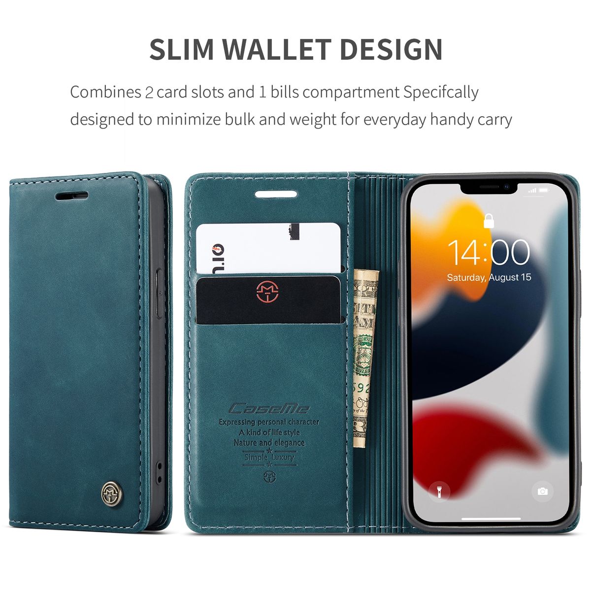 Hülle Handy Schutz für Apple iPhone 13 Case Flip Cover Tasche Etuis Bumper Blau