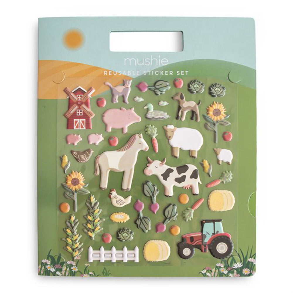 Køb Mushie Farm Reusable Klistermærke Sæt