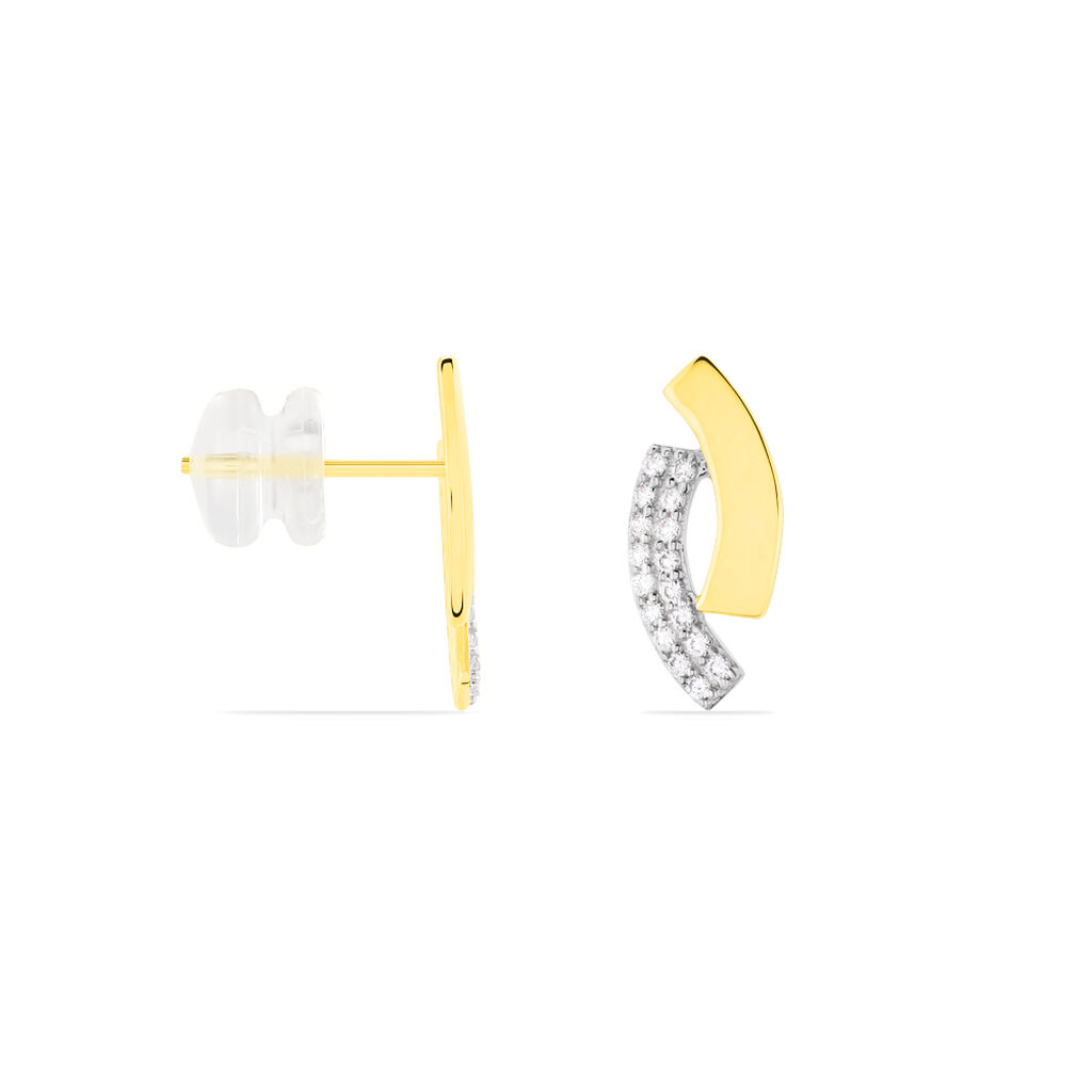 Boucles D'oreilles Puces Vero Or Jaune Oxyde De Zirconium