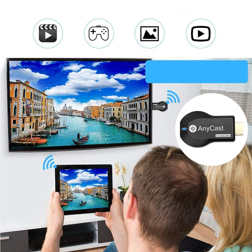 2.4GHz HDMI WiFi 1080p Streaming Dongle Anycast Player Adapter für iOS / MacOS und Android / Windows (DLNA / Miracast / Airplay) - Schwarz