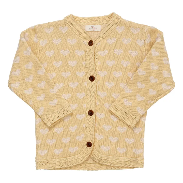 Copenhagen Colors Cardigan Crochet Cœurs | Jaune pâle