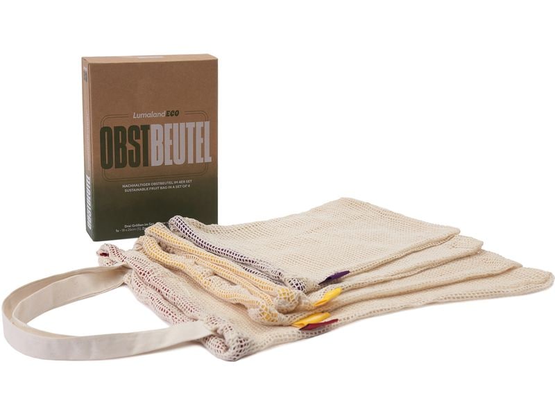 Lumaland Frischhaltebeutel 4er-Set Baumwoll-Netzbeutel