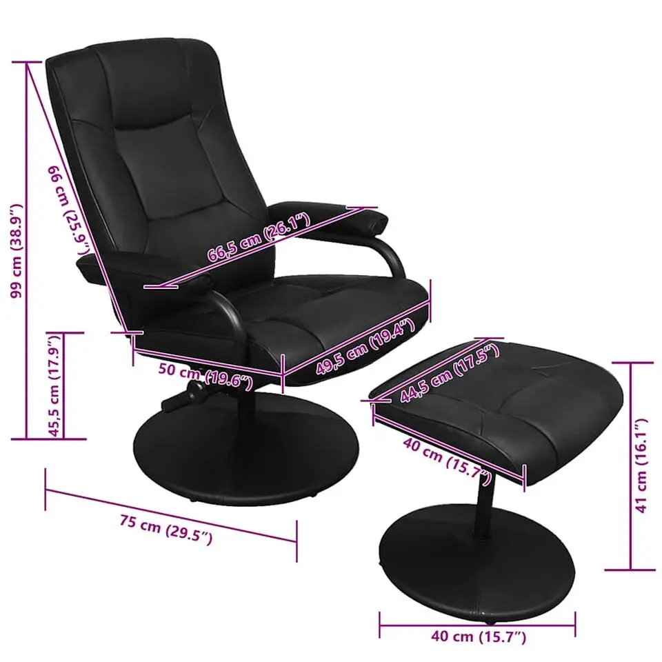 vidaXL - Relaxfauteuil - Zwart - Kunstleer