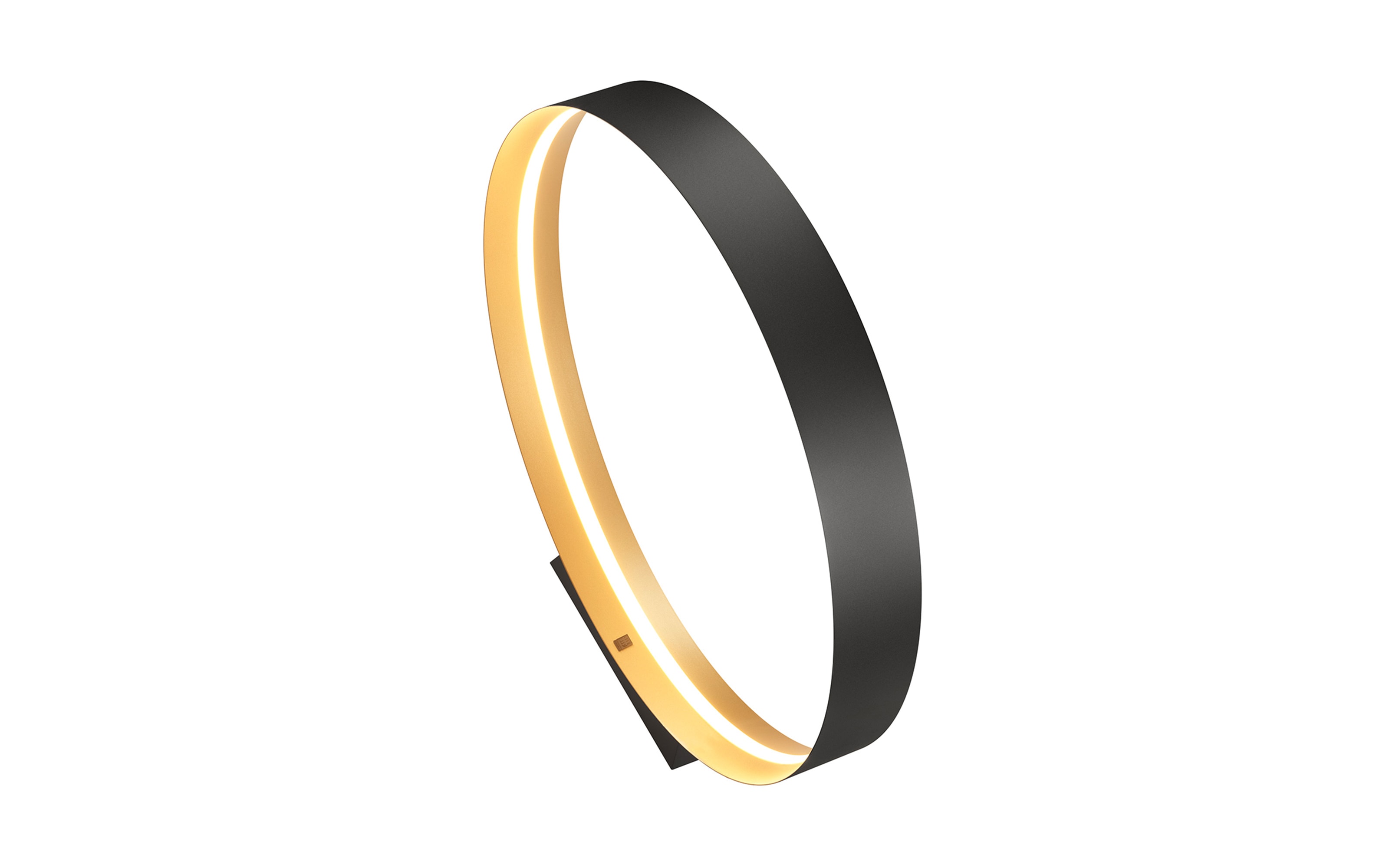 LED-Bodenleuchte Loop, schwarz/gold, inkl. stufenloser Dimmfunktion