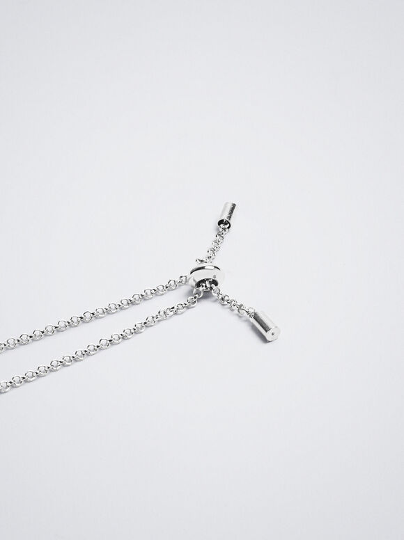 Pulseira prateada com cristal e concha - Prata