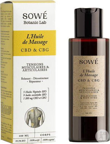 Sowé L'Huile De Massage Action Musclée Avec CBD Et CBG Flacon 100ml