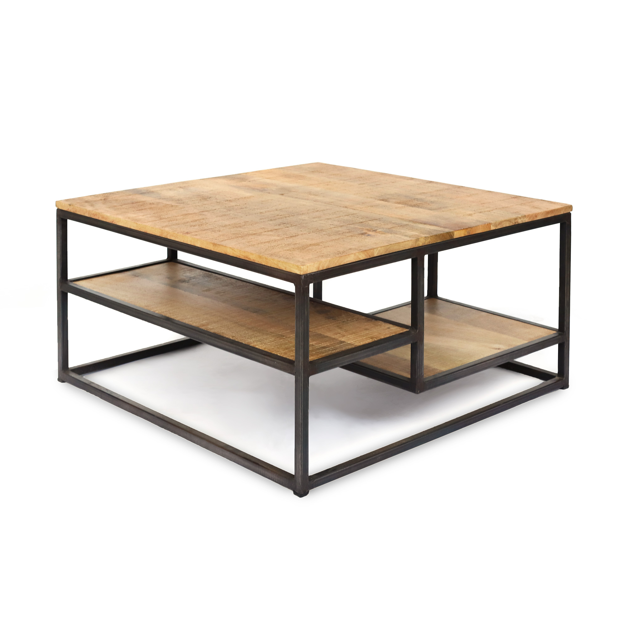 Couchtisch 'Sveg 2', Eisen und Mangoholz, B 80 cm, L 80 cm, H 40 cm von fischer's lagerhaus