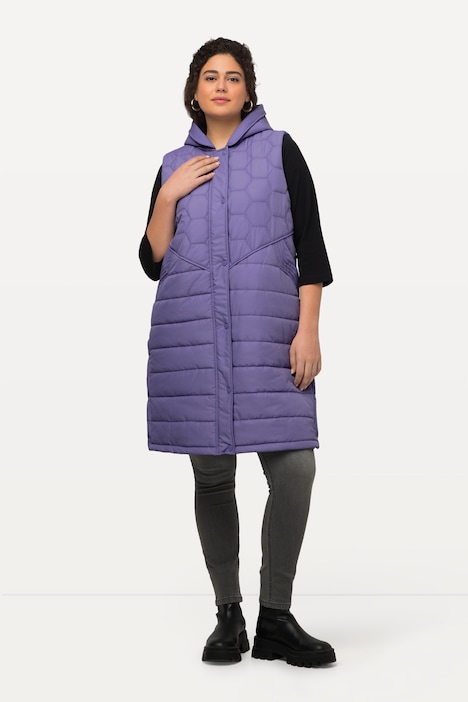 HYPRAR Long-Steppweste, Steppmix, 2-Wege-Zipper, Kapuze
