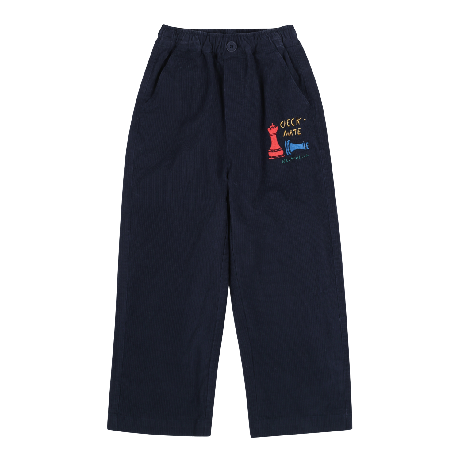 Jelly Mallow | Check Mate Corduroy Pants | Navy