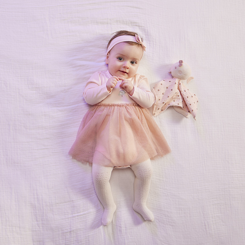 Ensemble robe body en tulle + bandeau pour bébé fille