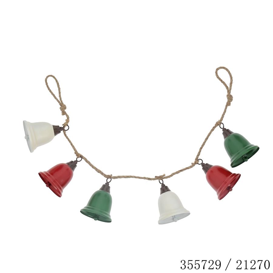 GUIRLANDE CLOCHES 10X14X100CM METAL VERT ROUGE BLANC