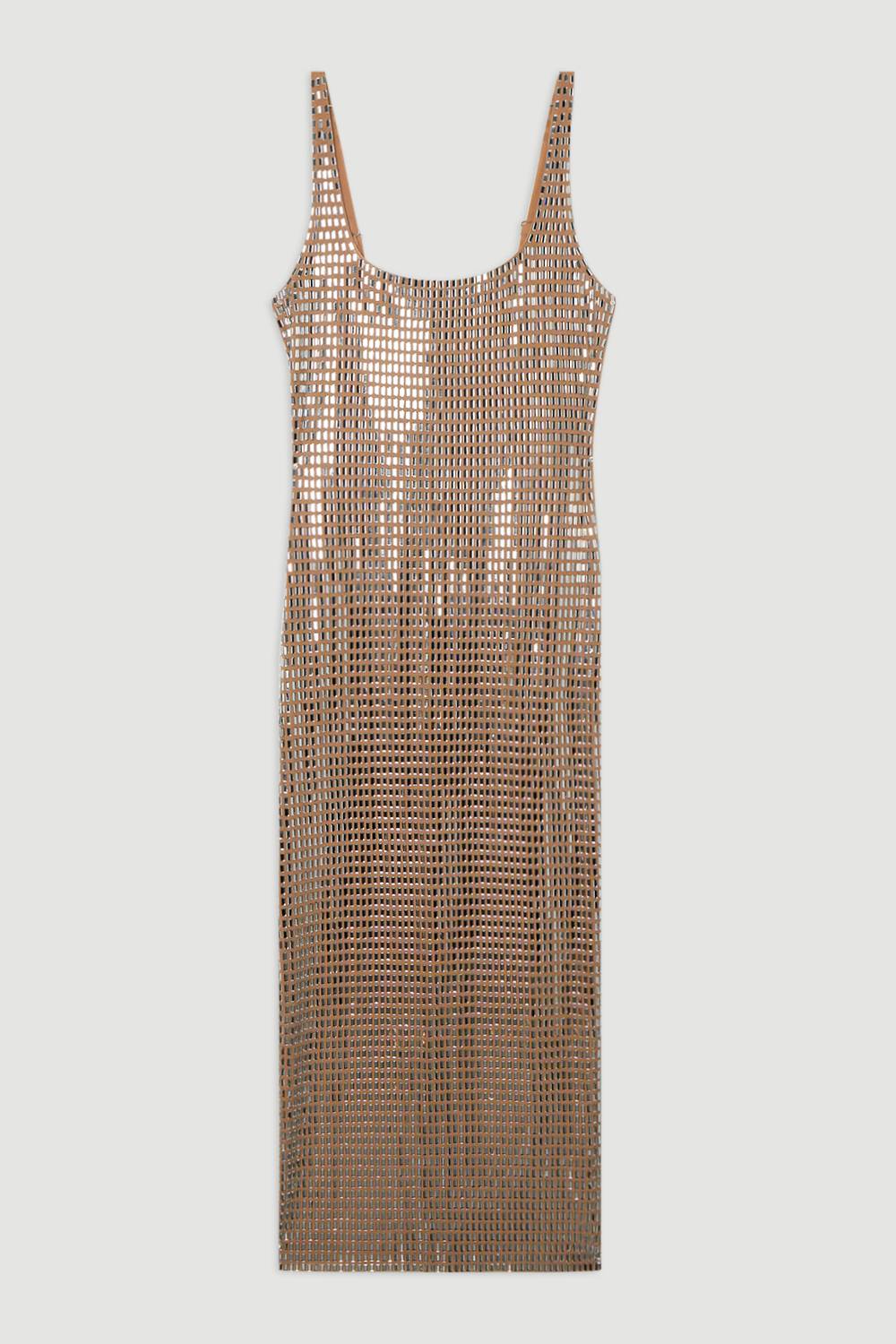 KarenMillen Robe Midi en Jersey Embelli de Cristaux Premium