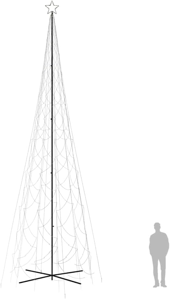 vidaXL LED Weihnachtsbaum Kegelform Tannenbaum Lichterbaum Weihnachtsdeko Stern Beleuchtung Außen Beleuchtet Lichterkette Warmweiß 3000 LEDs 230x800cm