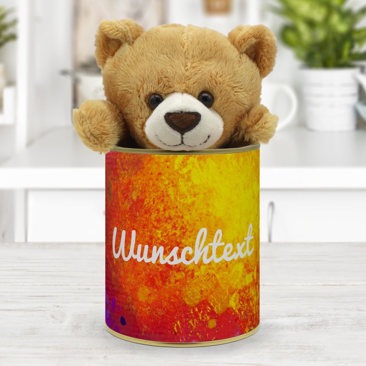 Personalisierte Geschenkdose - Teddybär (Motiv: Colorpaint)