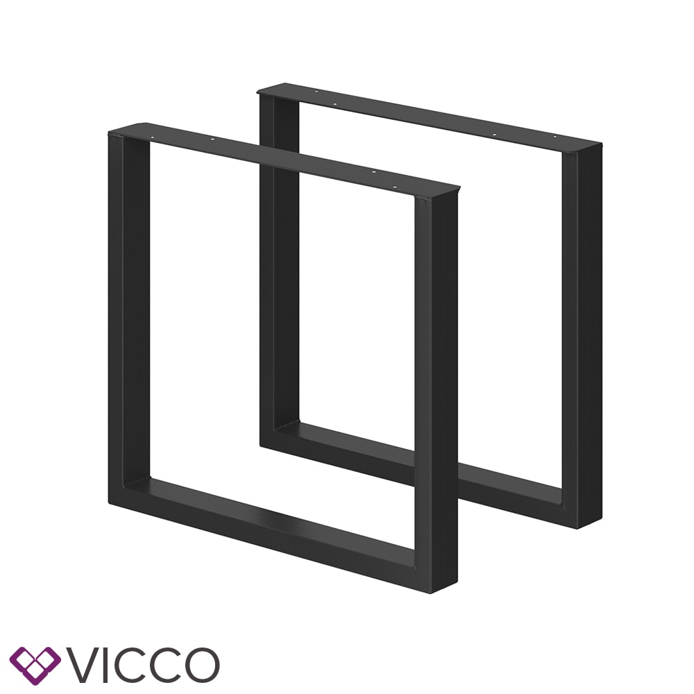 Vicco Tischbeine Loft Tischkufen pulverbeschichtet 2er Set 72x80 cm Schwarz
