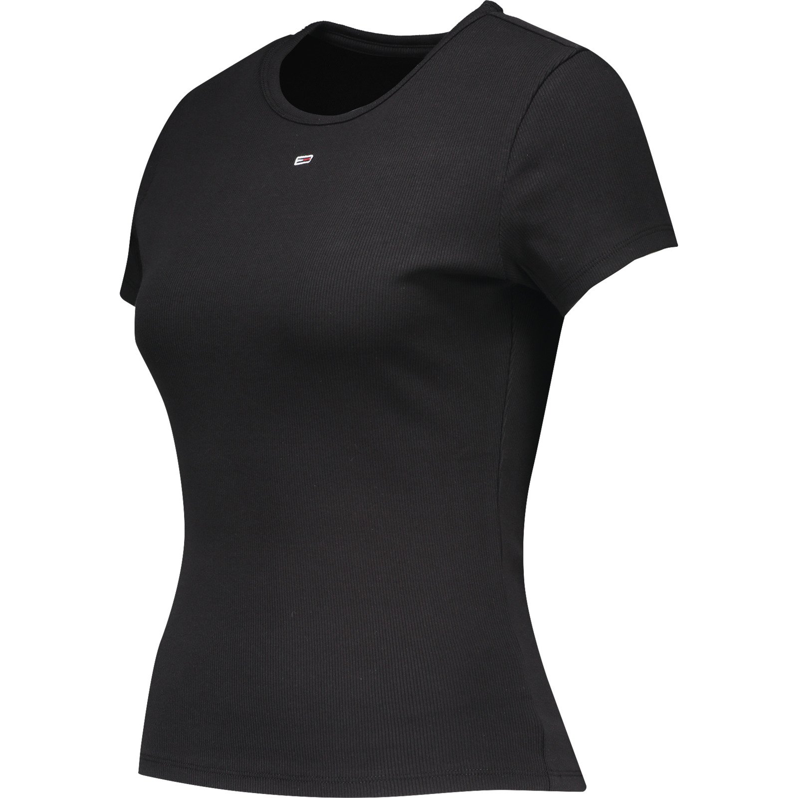 Tommy Jeans Damen-T-Shirt Slim Ess Rib S, schwarz