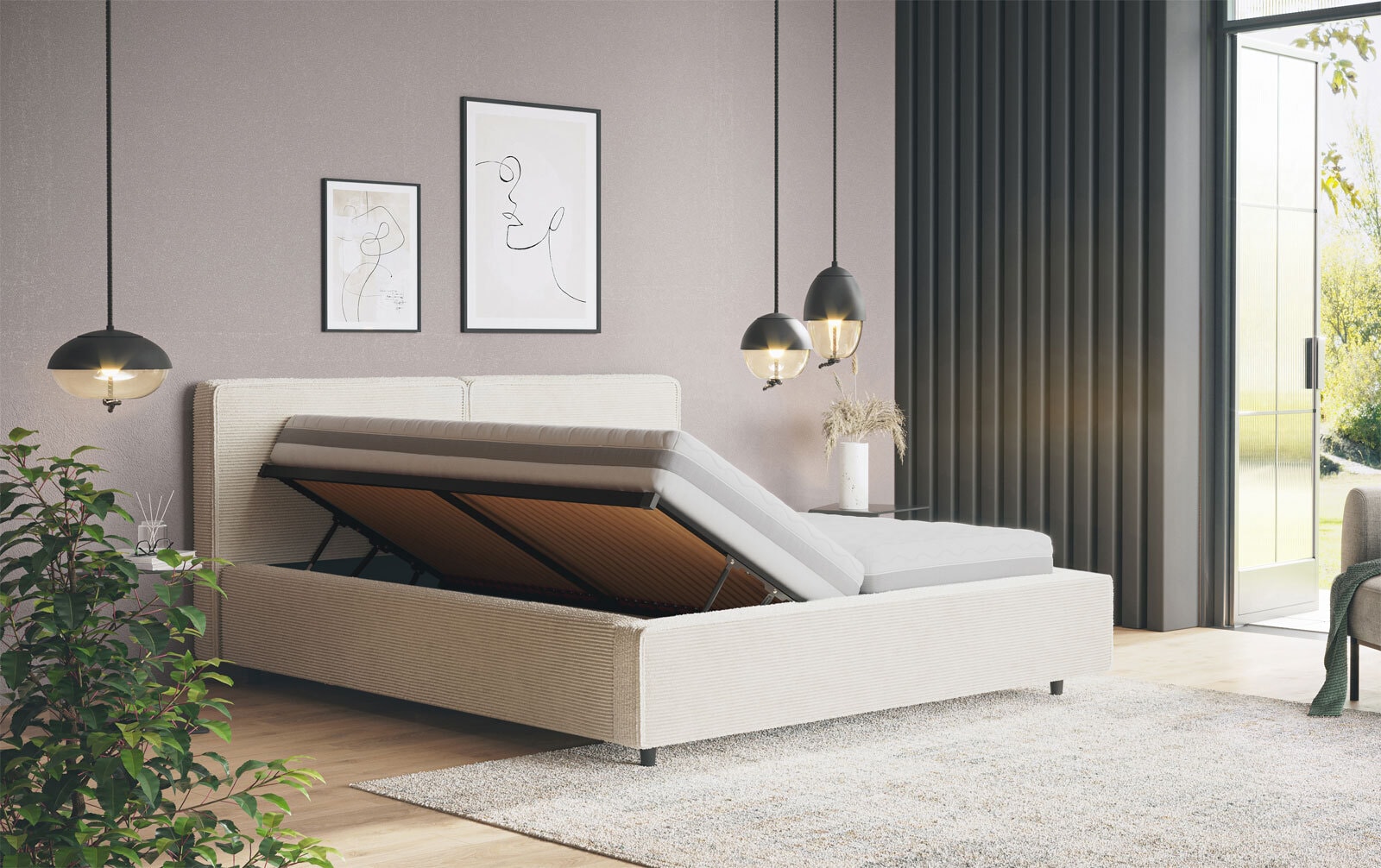 Polsterbett CUBE II 180 x 200 cm beige
