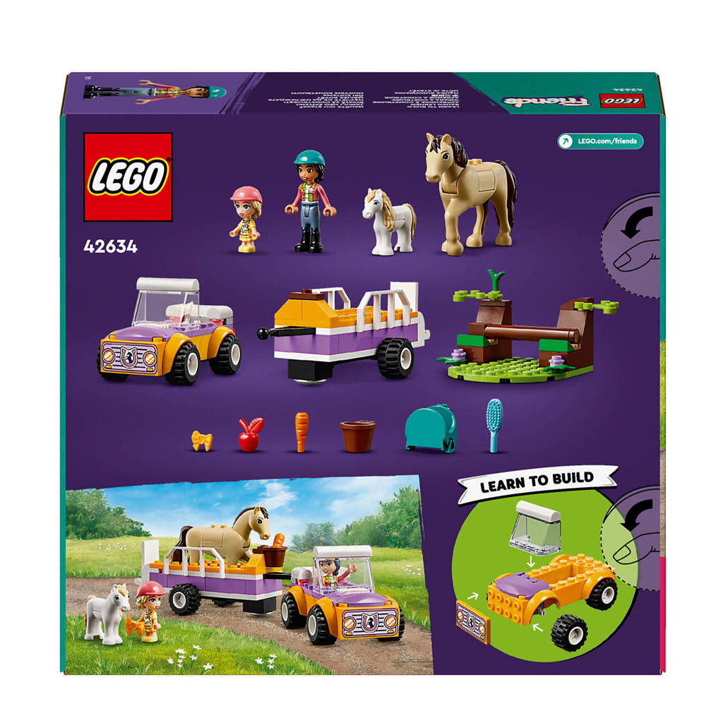 Ook leuk voor de grote kids.Paard en pony aanhangwagen Paard Speelgoed Set voor Meisjes en Jongens 42634
