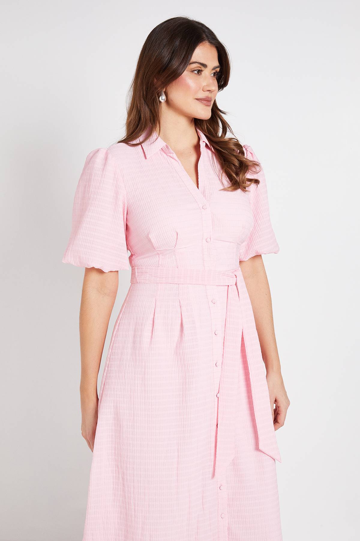 Wallis Robe Chemise En Organza Texturé À Manches Bouffantes