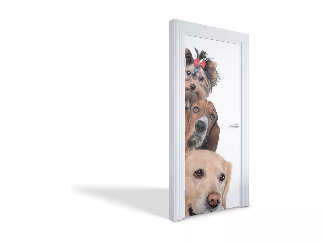 Stickers de porte autocollants - Trois chiens ensemble 75x205 cm