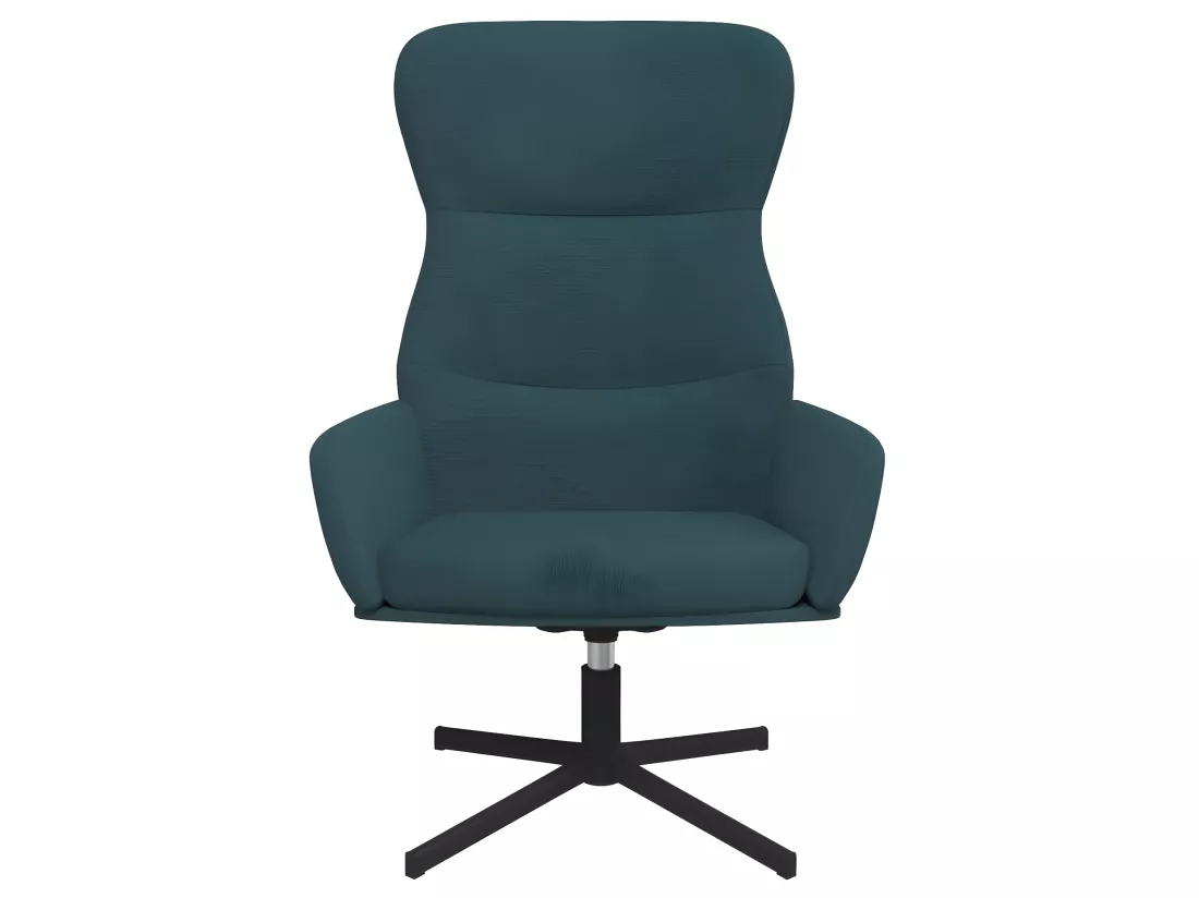 Chaise de relaxation avec tabouret Bleu Velours