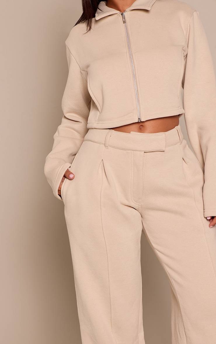Gris Pierre Sweat Court Zippé À Col Pour Petite Taille