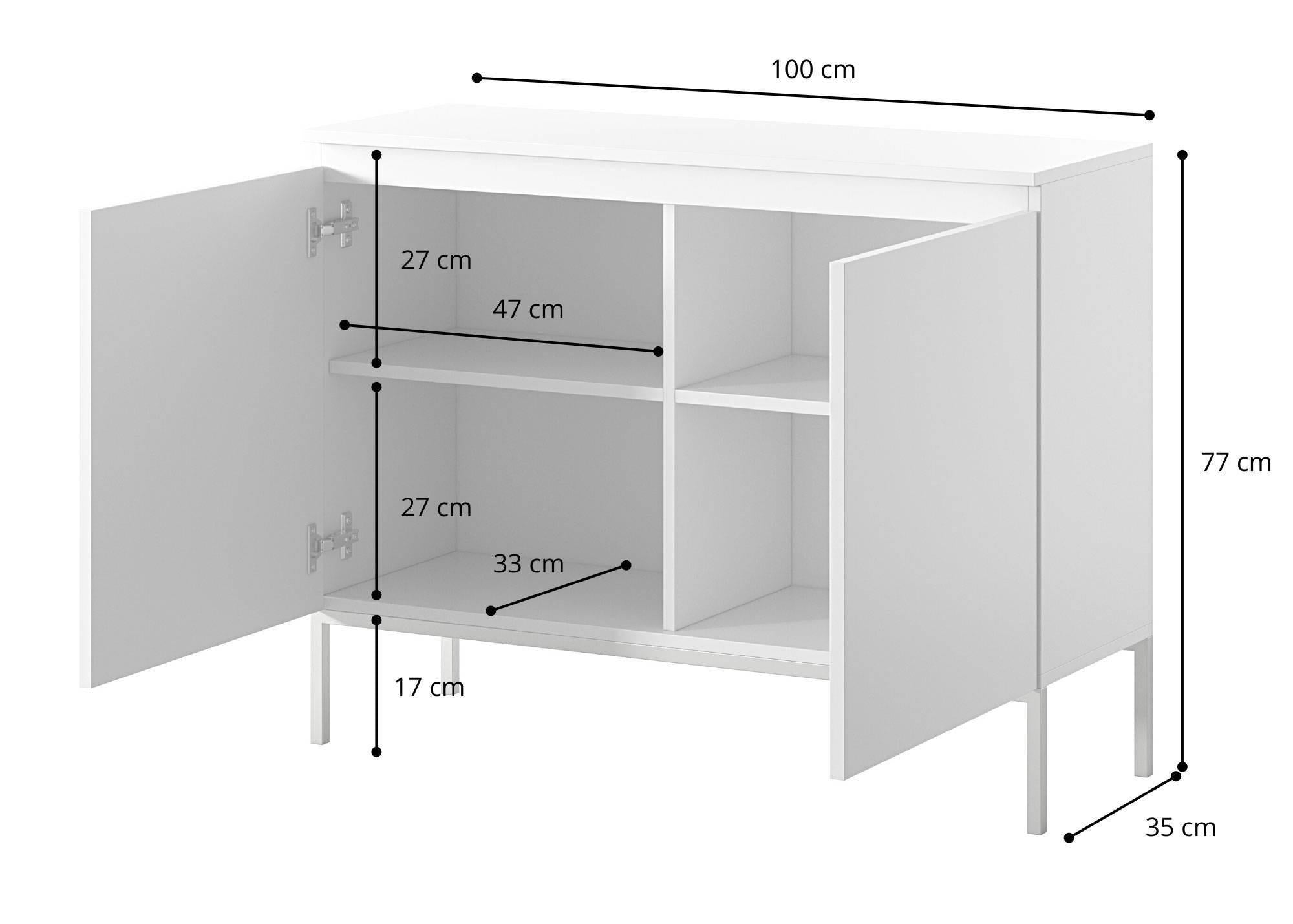 NADUVI Collection Kate Dressoir - B 100 cm - Zwart / Zwart
