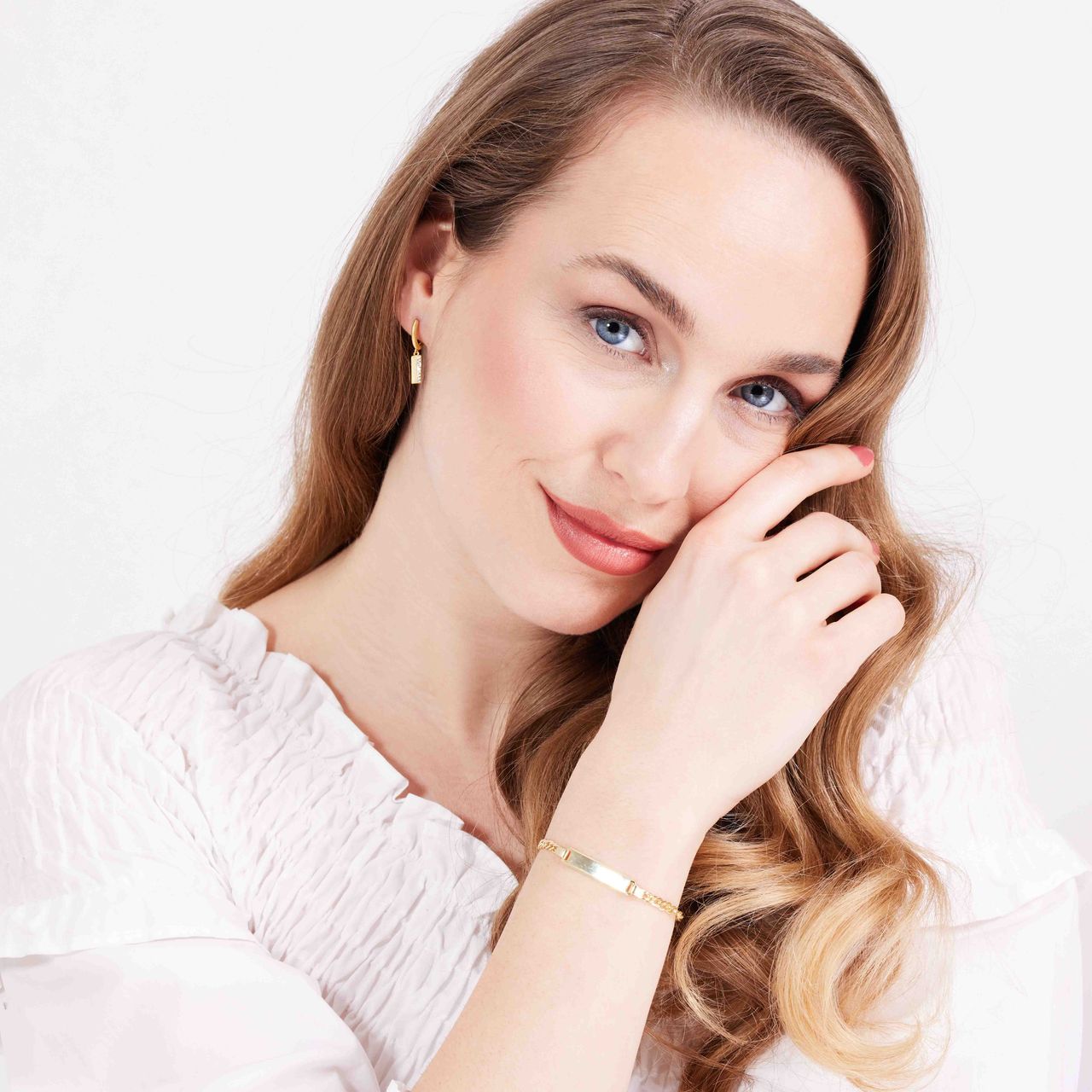 Zilveren goldplated plaatarmband