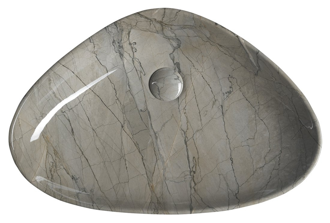 Sapho Dalma keramische waskom grijs marmer structuur 58x39x14cm