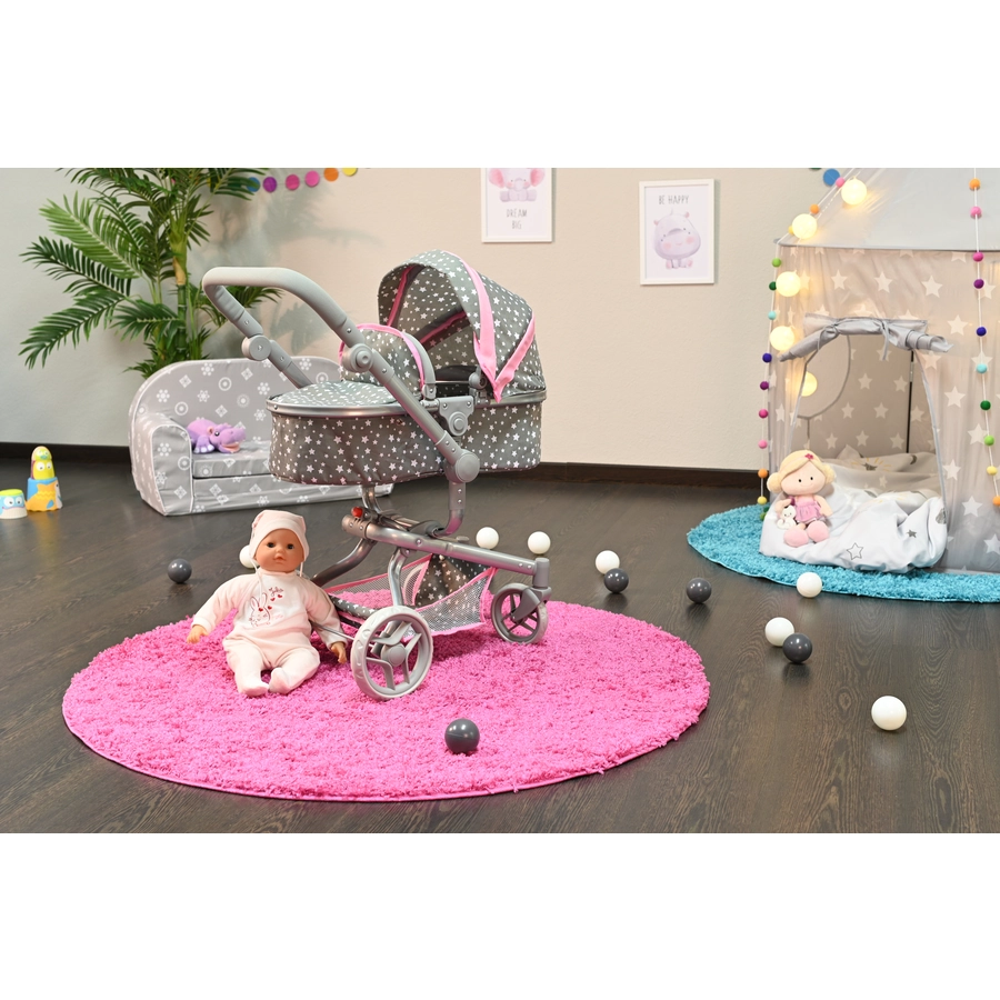 knorr toys® Puppenwagen Boonk - Star grey