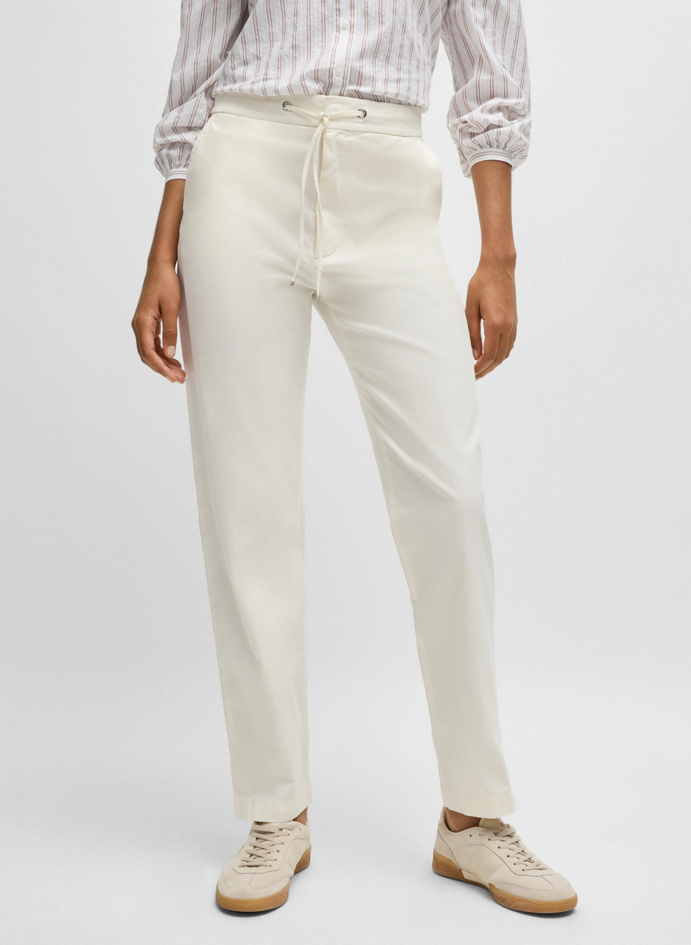 Pantalon fuselé en coton mélangé | Beige