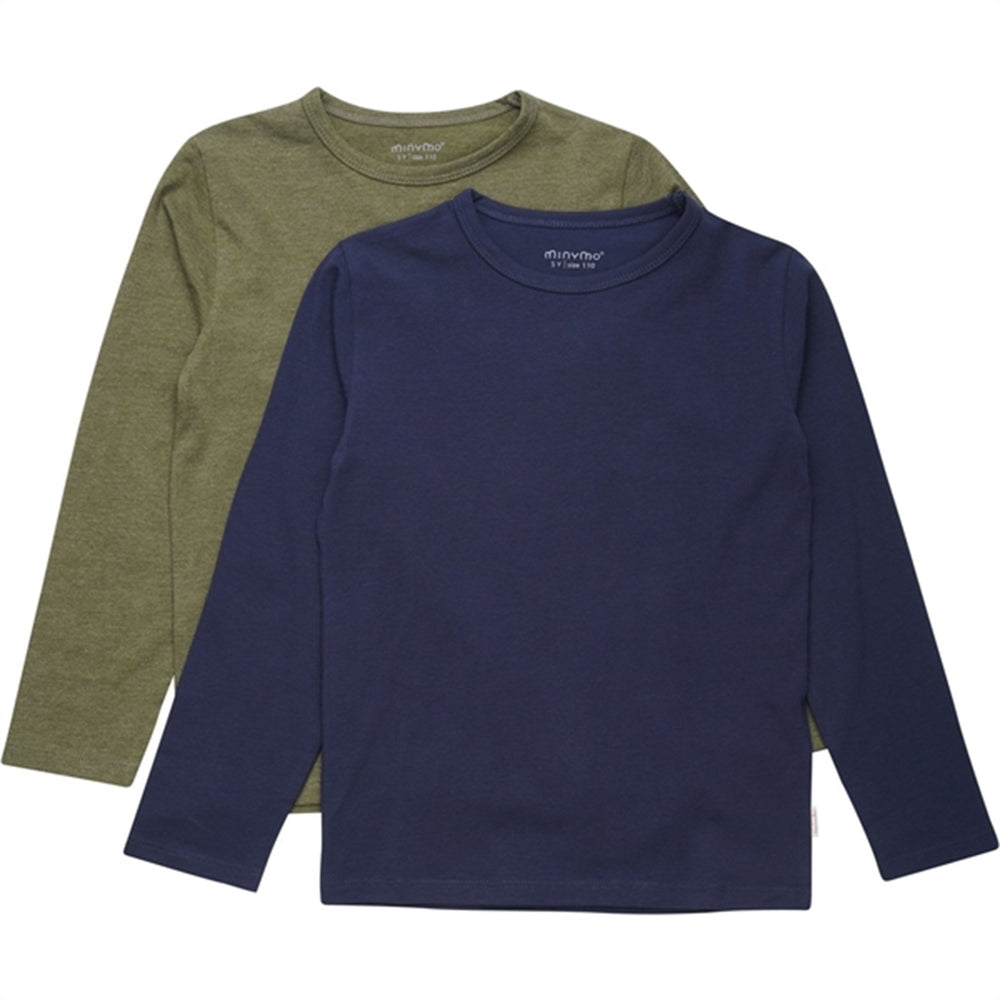 Køb Minymo Dark Olive Bluse Basis 34 2-pak NOOS