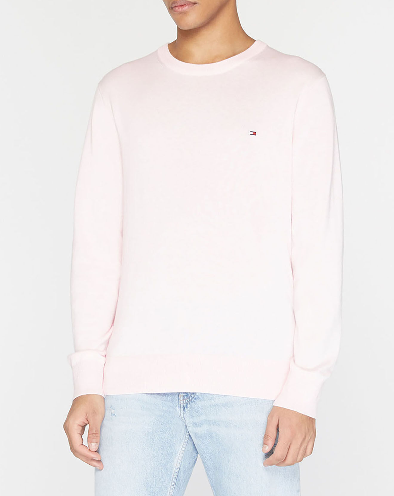 Tommy Hilfiger Pull en Coton Bio & Soie rose clair