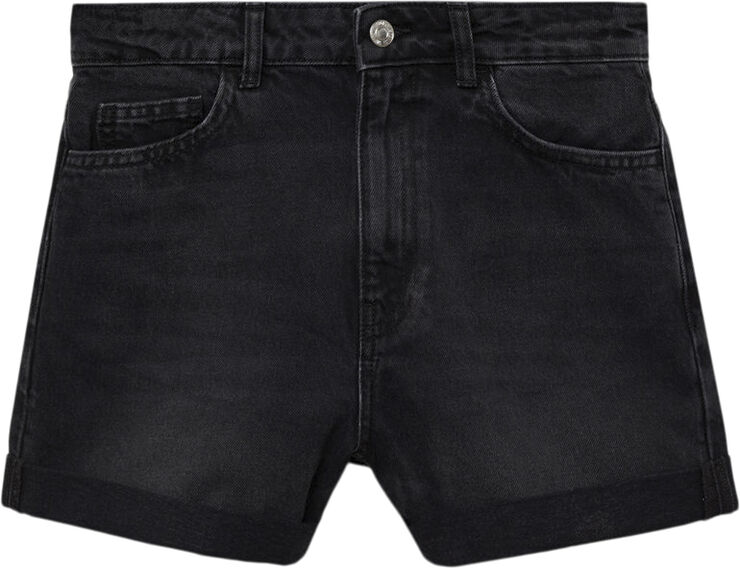 MANGO Mom-fit denim shorts Open grey