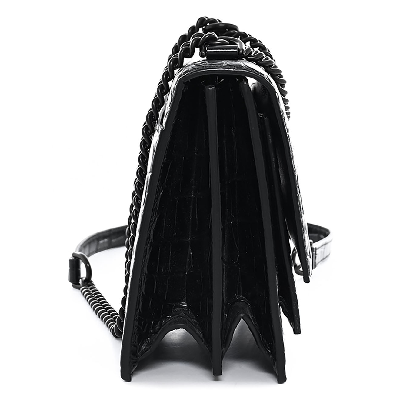 Balenciaga Sac bandoulière Sharp en Cuir Embossé Croco noir - Neuf sans étiquette - L.20 cm