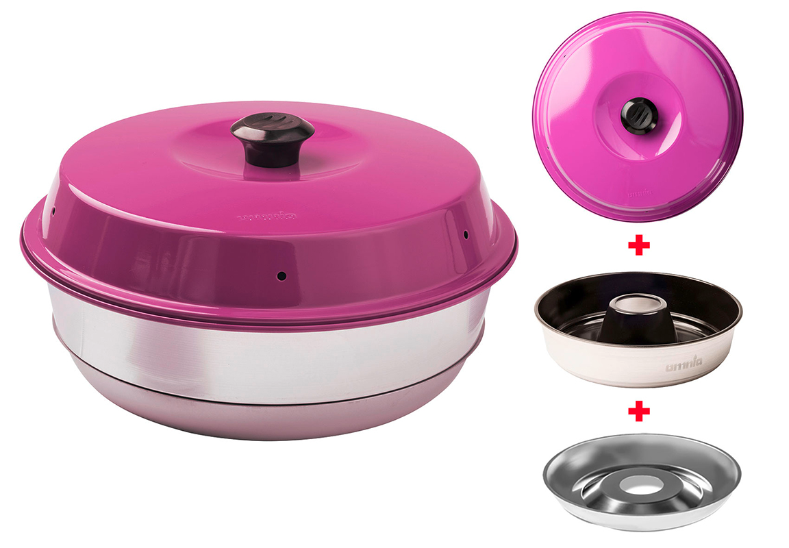 Omnia Campingbackofen Set 3-teilig mit Classicform Antihaftbeschichtung 2 Liter Lila