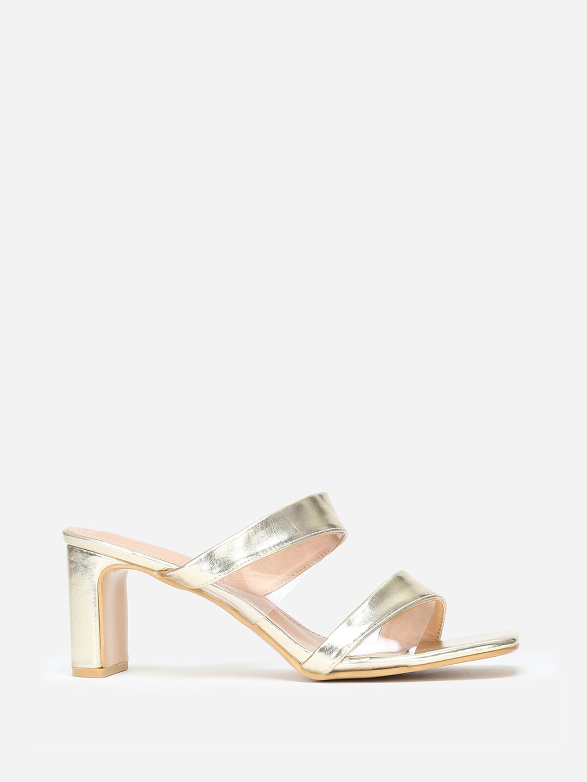 Mules à brides et transparentes grandes tailles- Doré