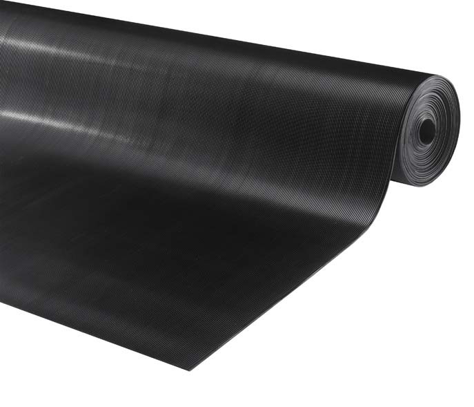 Tapis caoutchouc en rouleau - nervures fines - épaisseur 3mm - largeur 140 cm